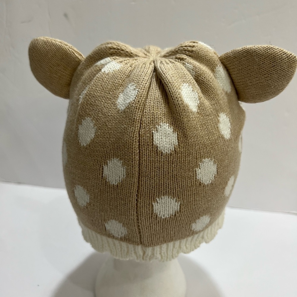 Tan and White Polka Dot Kids Beanie